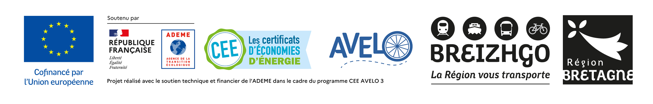 Logos des financeurs du vélo pliant BreizhGo